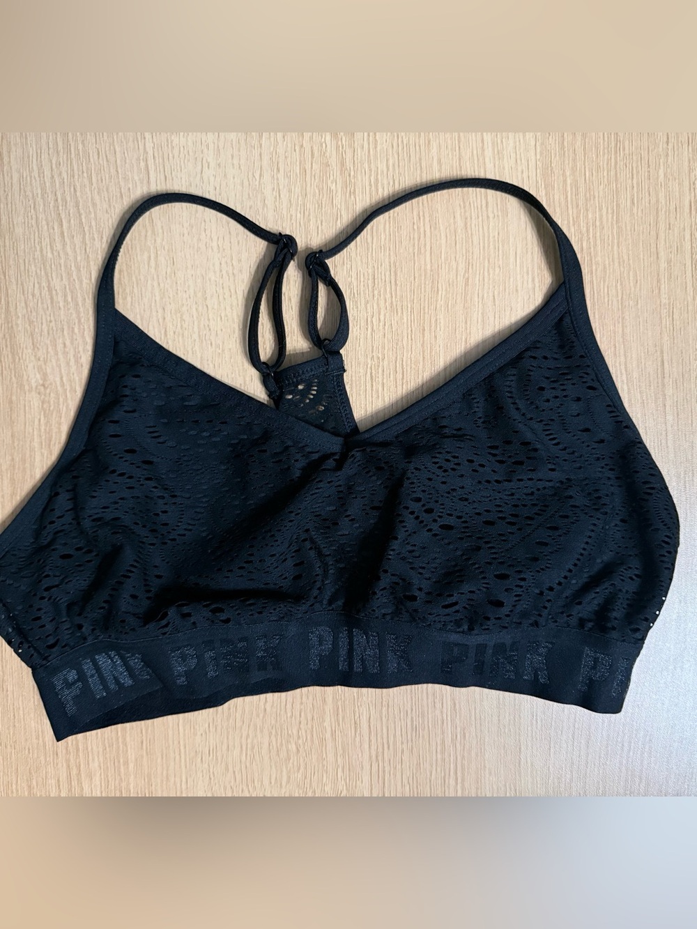 PINK Victoria's Secret Black Lace Eyelet Bralette
